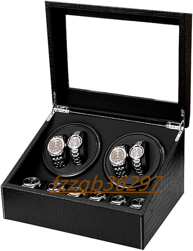  self-winding watch clock Winder winding machine (4ps.@ to coil +6ps.@ storage ) automatic rotation watch Winder 4 + 6 storage box case 