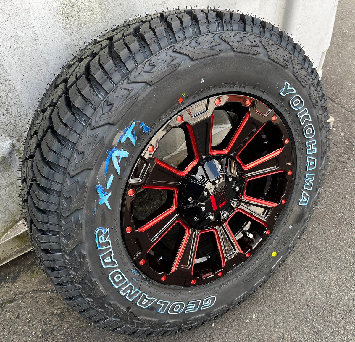 【車検対応】ハイエース200系 サマータイヤ ホイールセット 215/65R16 ヨコハマ ジオランダー X-AT 16インチ DeathRock 新品4本セット_画像2