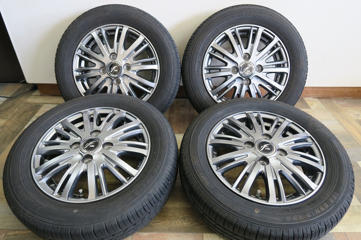 ★軽カー★Fang☆2021年製 ECOFINE 155/65R13☆4.00B 45 PCD100 4H★管理5210の画像1