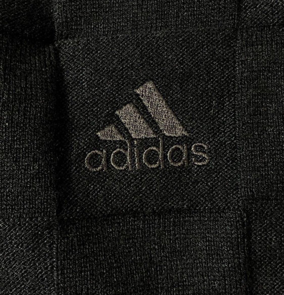 ● adidas アディダス テーラーメイド ● ロゴ 刺繍 ナイロン切替 ウール ニット ゴルフ ベスト ブラック Oの画像4