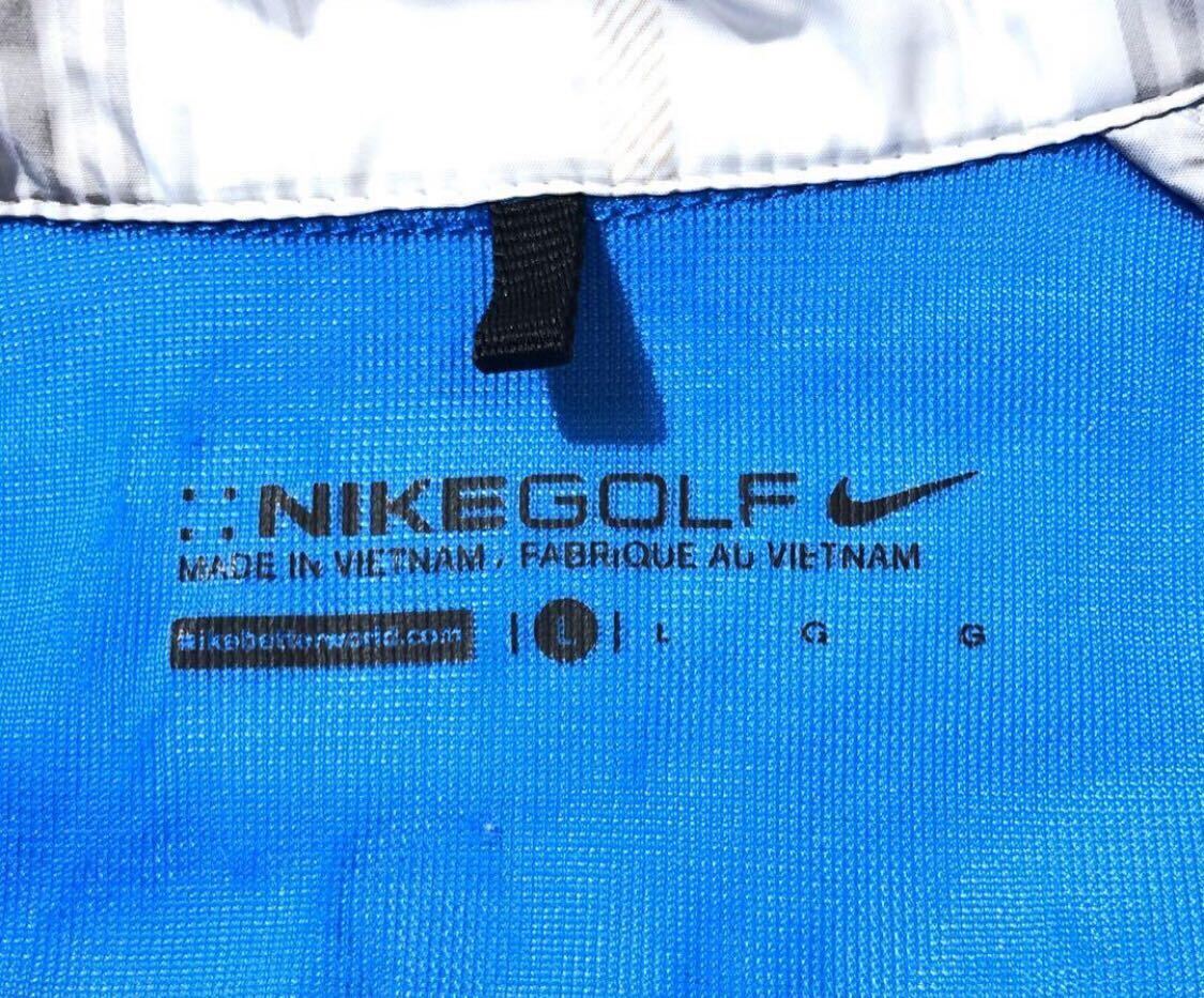 ● NIKE GOLF ナイキ ゴルフ ● スウッシュ ロゴ プリント ハーフジップ 半袖 ゴルフ プルオーバー ジャケット ブルー Lの画像5