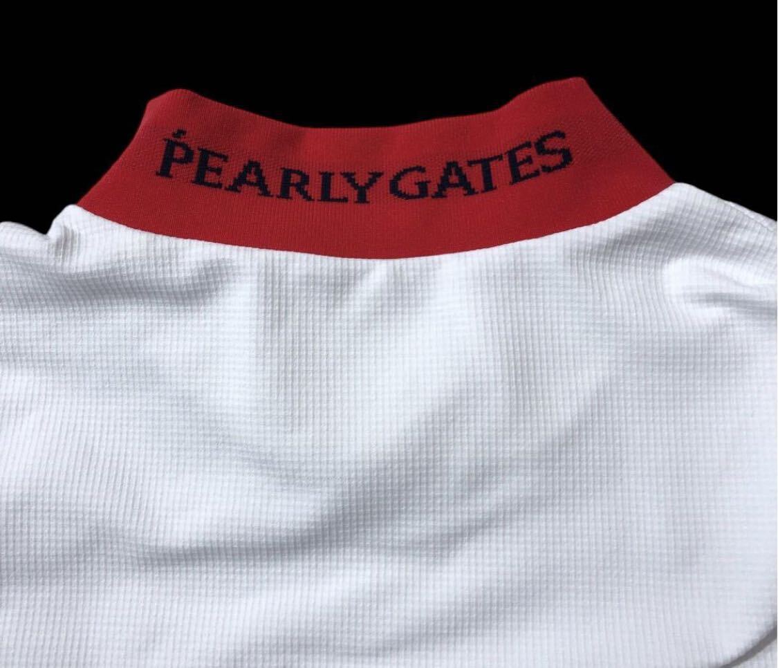 ■ PEARLY GATES パーリーゲイツ ■ ロゴ ワッペン 半袖 モックネック シャツ ホワイト 4の画像3