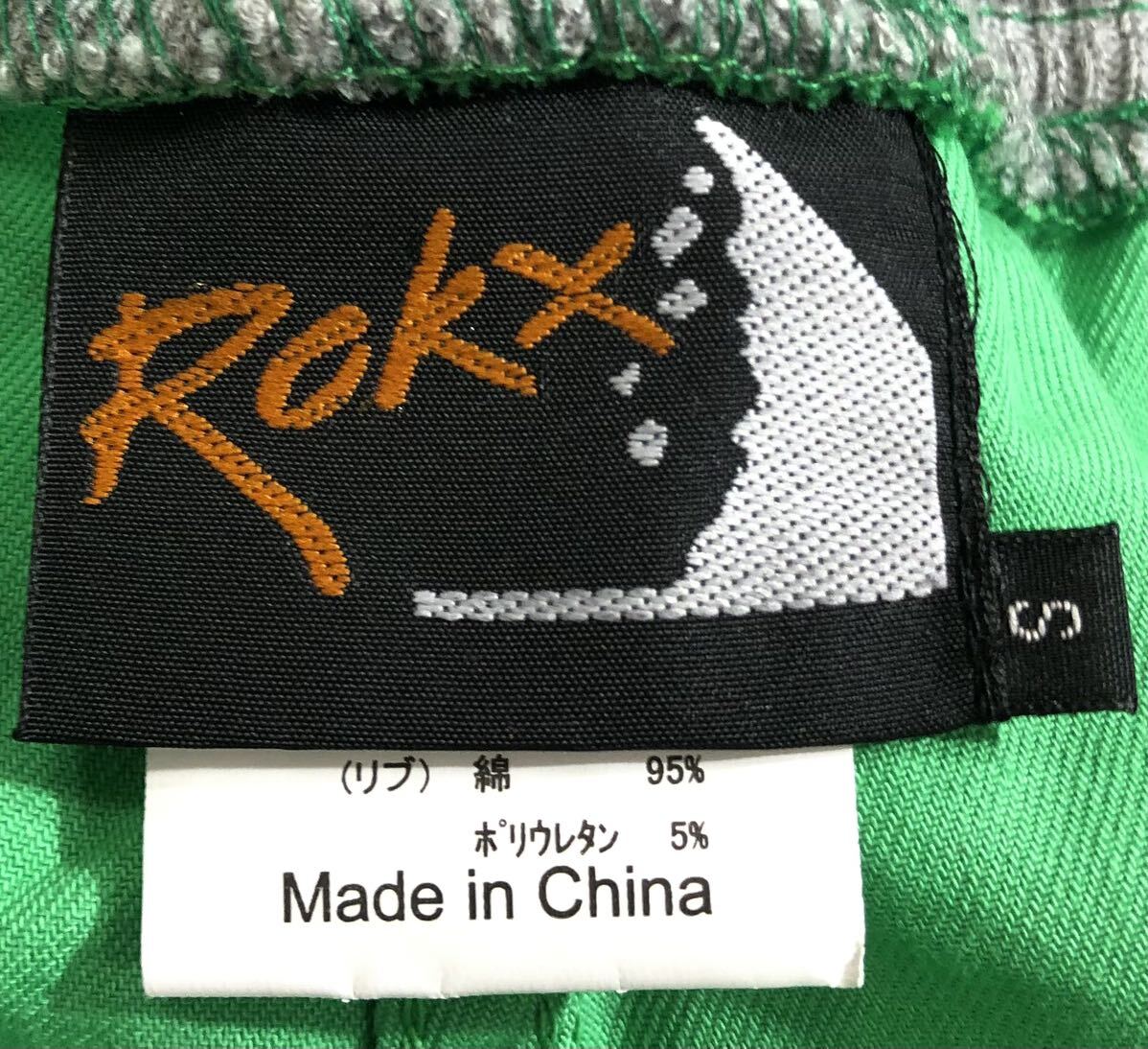 未着用 タグ付 ■ Rokx ロックス ■ ロゴ ラベル クロップド丈 クライミング パンツ グリーン×グレー Sの画像4