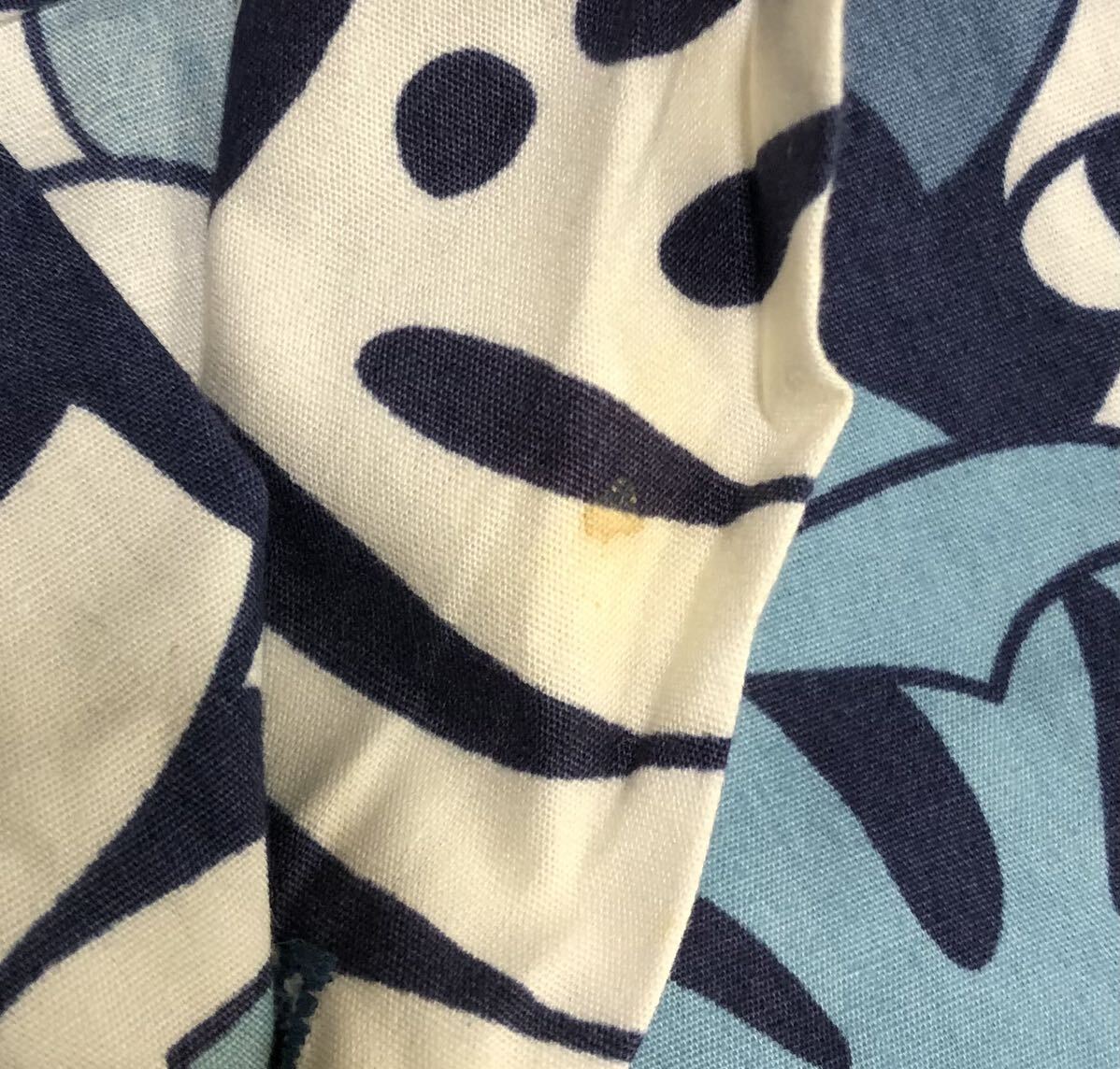 HAWAII製 ■ KAHALA カハラ ■ リーフ 総柄 プリント 半袖 コットン アロハシャツ ブルー系×ホワイト Sの画像7