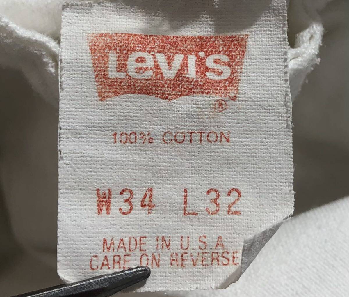 USA製 ■ Levi's リーバイス ■ 501 レッドタブ ロゴ パッチ ホワイト デニムW34/L32_画像7