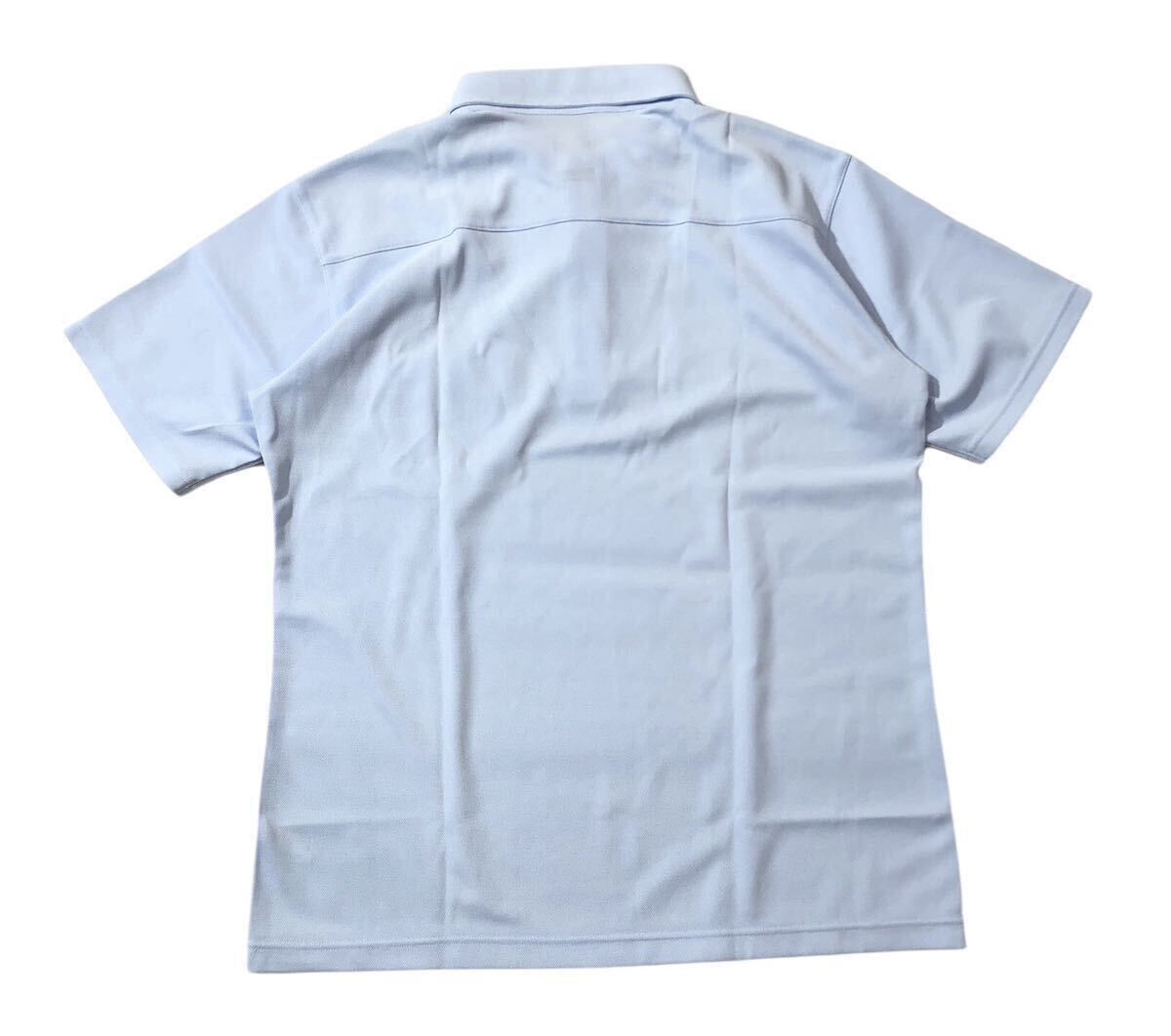 未着用 タグ付 大きいサイズ ● Mizuno OUTDOOR ミズノアウトドア ● ICE TOUCH ロゴ 刺繍 半袖 ボタンダウン ポロシャツ ライトブルー XLの画像3