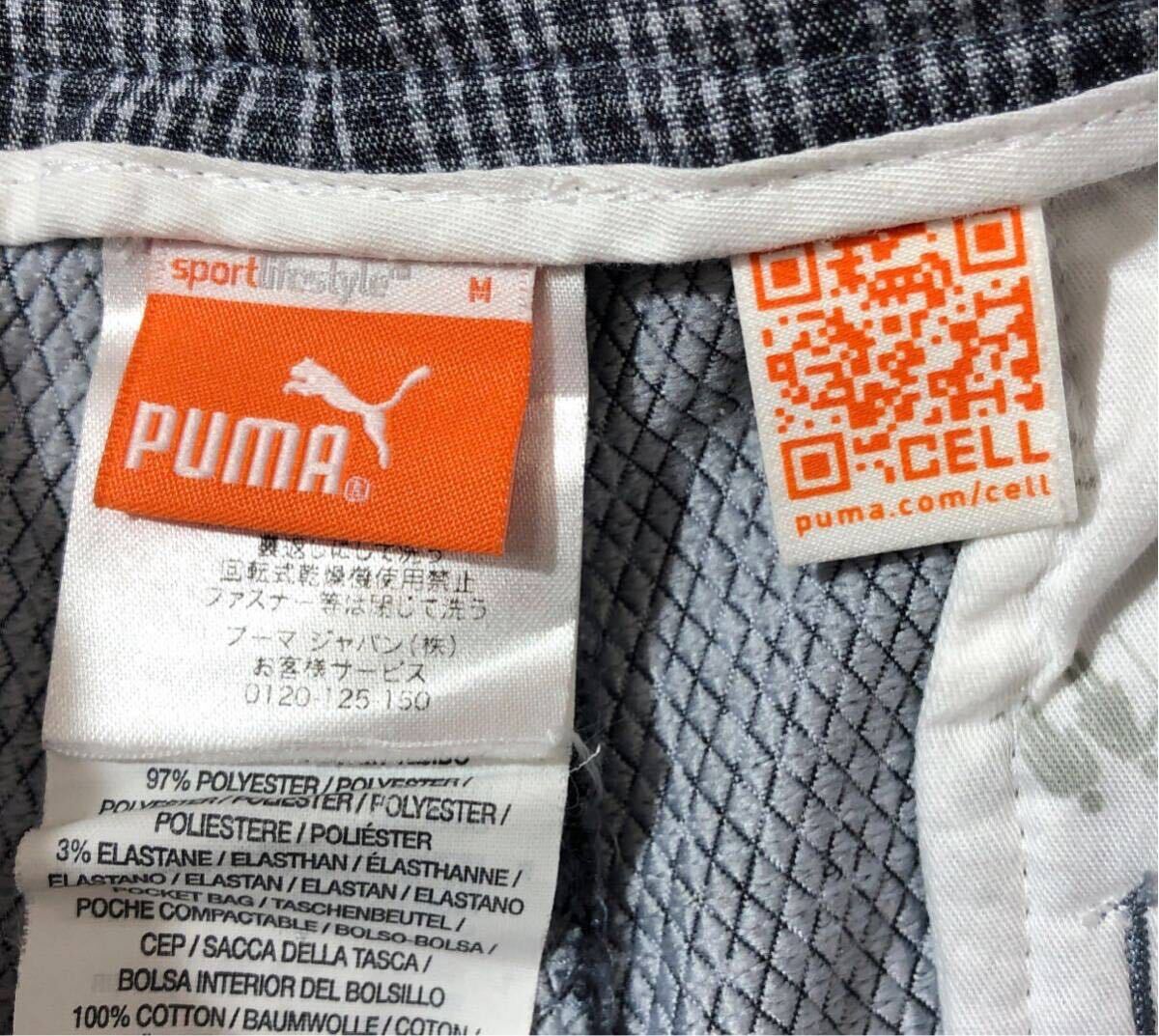 * PUMA GOLF Puma Golf * Logo вышивка 18 отверстие Raver нашивка в клетку стрейч материалы Golf брюки серый M
