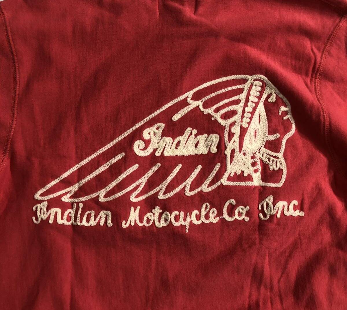 未着用 タグ付 ■ Indian Motocycle インディアン モトサイクル ■ バック ビッグ インディアン 刺繍 ワッペン 前V スウェット Tシャツ Mの画像5