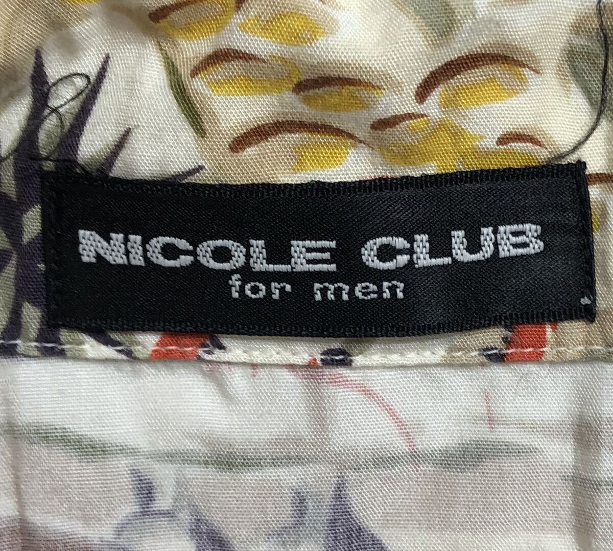 ■ NICOLE CLUB for men ニコルクラブ フォーメン ■ 総柄 半袖 レーヨン アロハシャツ ライトベージュ_画像4