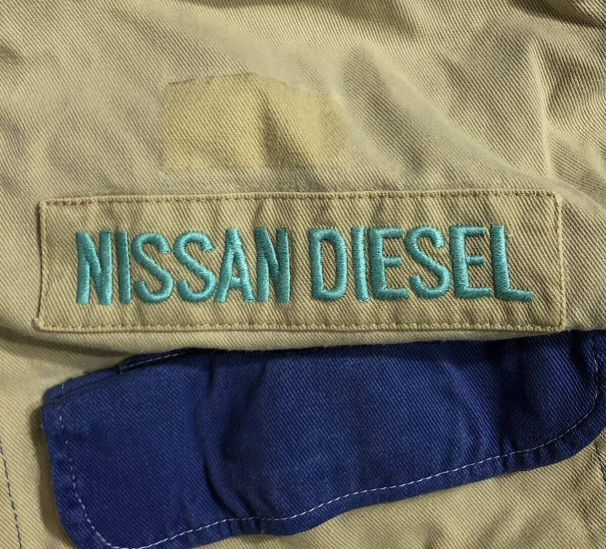  large size # Nissan NISSAN Nissan # Logo embroidery print mechanism nik suit coverall coveralls all-in-one blue × beige 5L