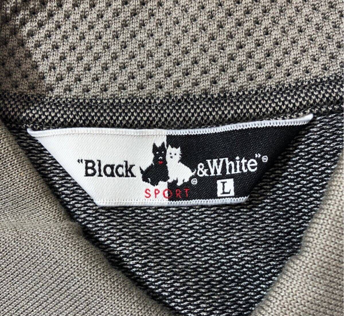 ● Black&White ブラックアンドホワイト ● ロゴ 刺繍 アーガイル柄 半袖 ゴルフ ポロシャツ グレー L_画像7