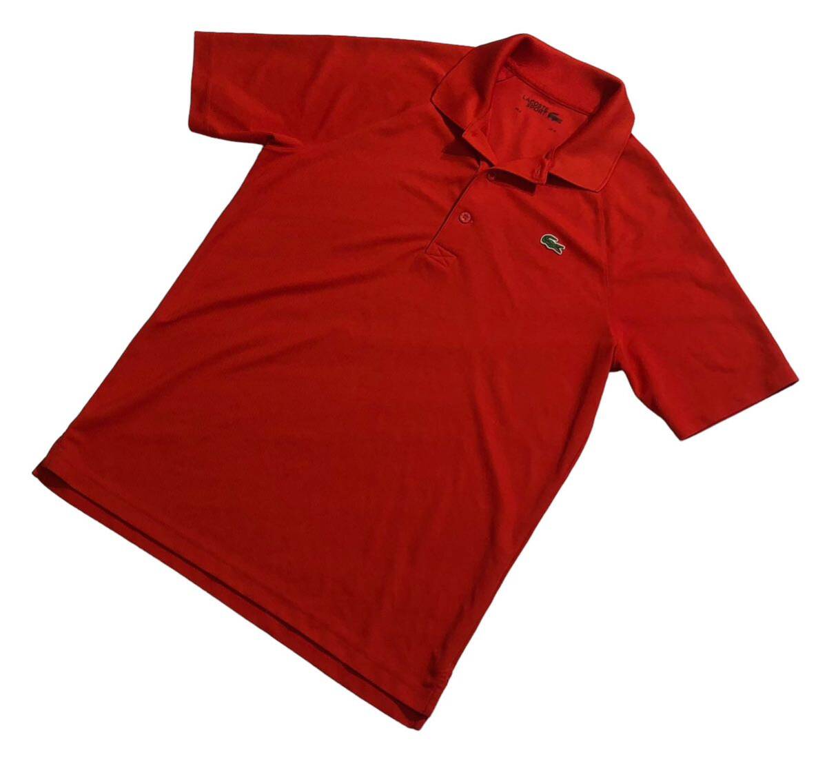 ■ LACOSTE ラコステ ■ ロゴ ワニ ワッペン 半袖 ポロシャツ レッド Mの画像1
