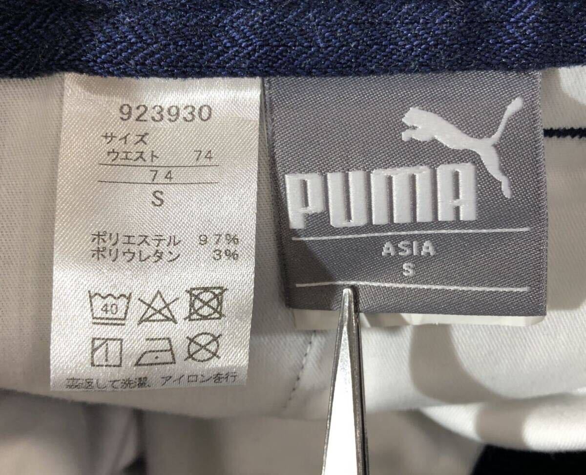 ● PUMA GOLF プーマゴルフ ● ロゴ プリント ラベル ストレッチ素材 ゴルフ パンツ ネイビー Sの画像7