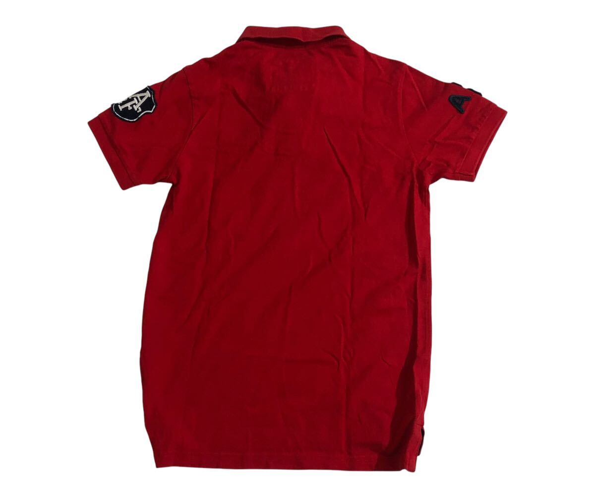 ■ A&F Abercrombie&Fitch アバクロンビーアンドフィッチ ■ ロゴ 刺繍 ワッペン 半袖 ポロシャツ レッド Mの画像3