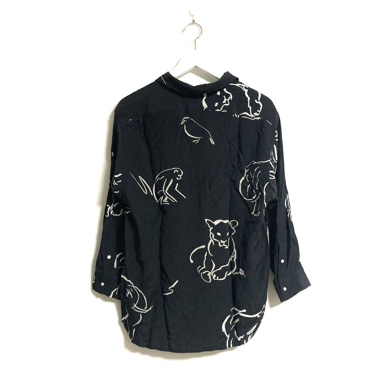 美中古 定価41800円◆WRYHT◆オープンカラーシャツ One-Piece Collar Blouse Graphite ライト レーヨンシャツ ブラック 黒 1 長袖 シャツ の画像2