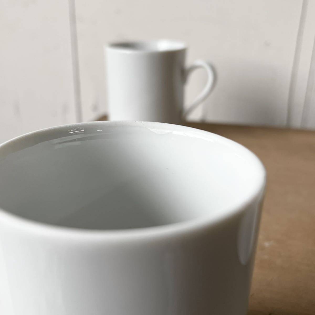 2個set 240ml 古いどシンプル白磁 マグカップ デットストック 陶器 検: コーヒー ティーカップ カフェ レトロ ビンテージ アンティークの画像7
