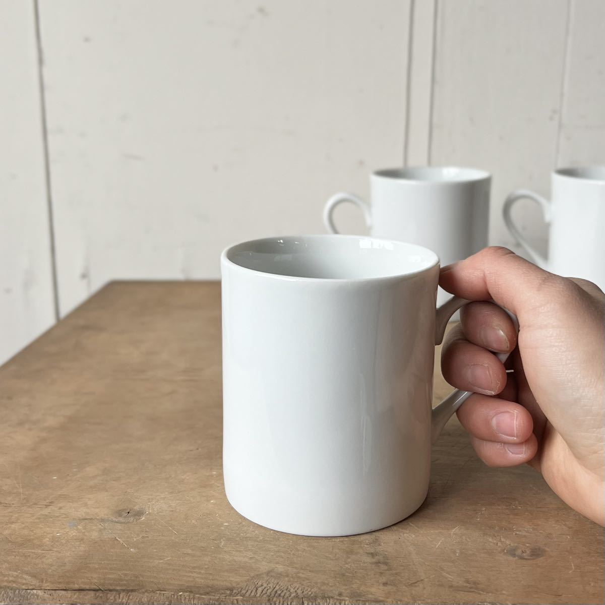 2個set 240ml 古いどシンプル白磁 マグカップ デットストック 陶器 検: コーヒー ティーカップ カフェ レトロ ビンテージ アンティークの画像3