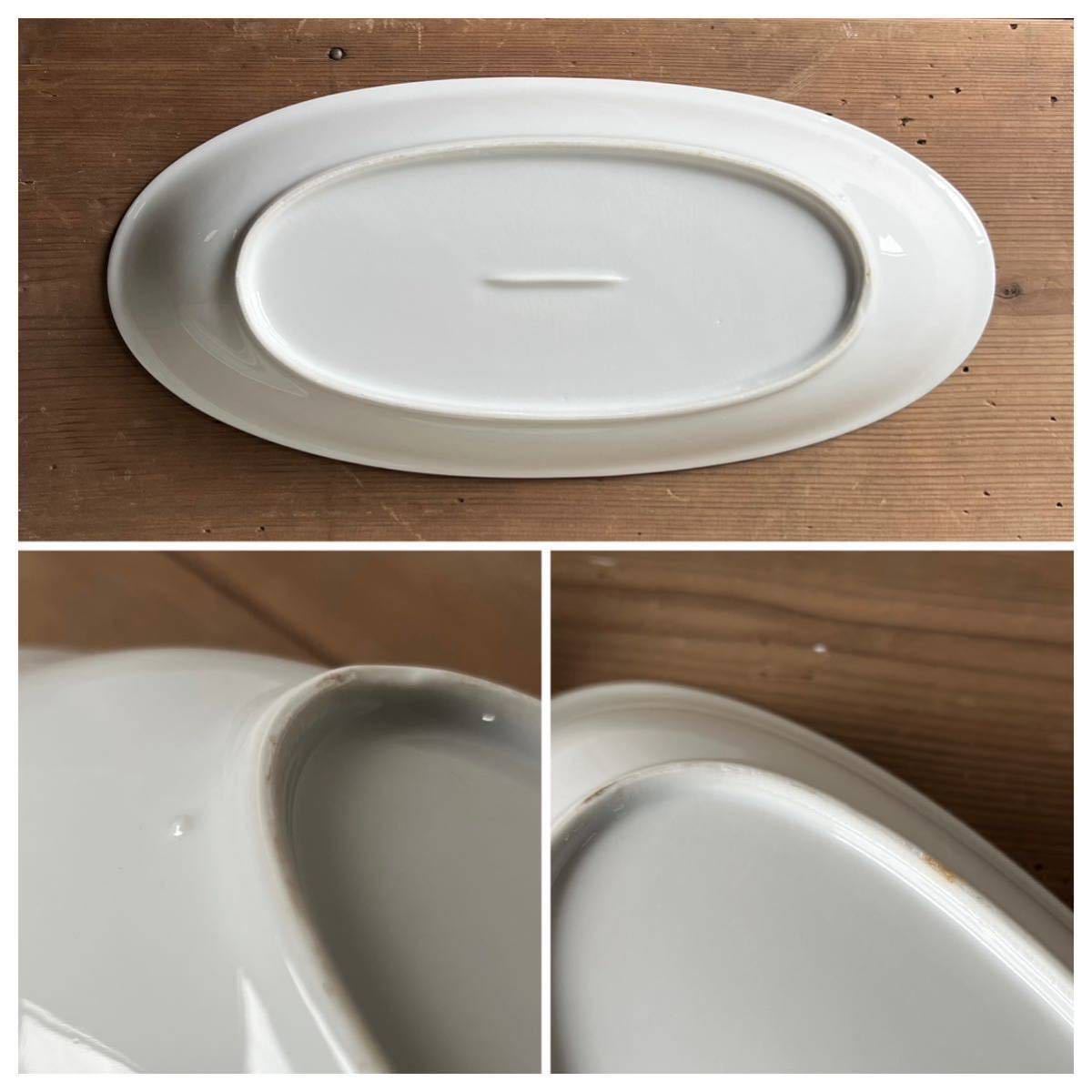 2枚set オーバル 丁度良い深さの皿 デッドストック 陶器 検: 長皿 パスタ皿 カレー皿 オムライス 中華 レトロ ビンテージ アンティークの画像8