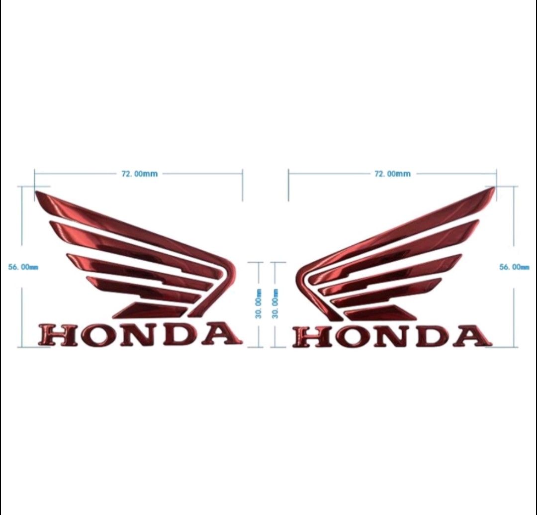 HONDA ホンダ 立体 バイクステッカー デカール ホンダウイング エンブレム 立体 WING  2枚 3Mグレード 【赤】