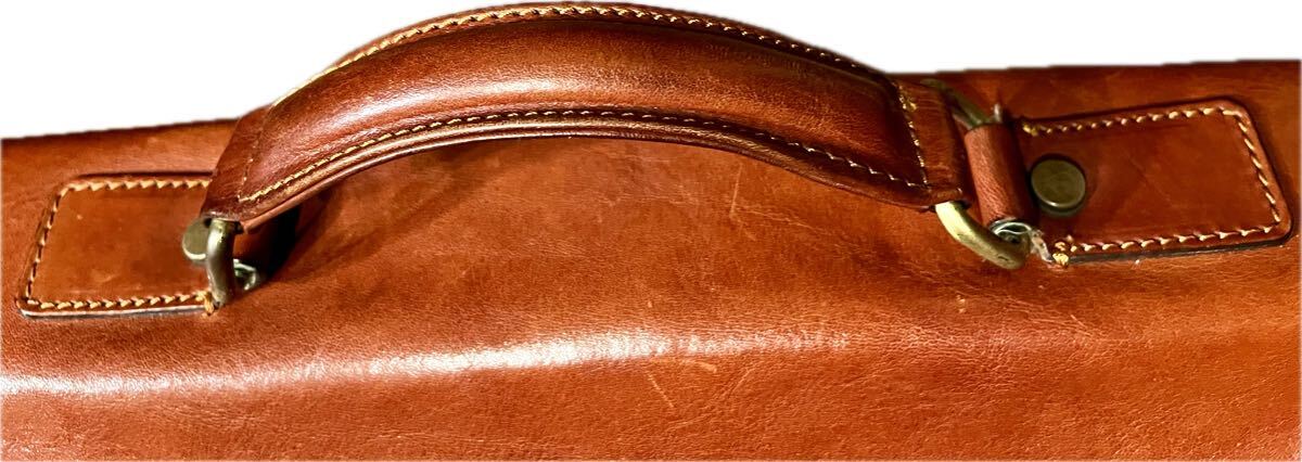 トスカニーレザー イタリア製レザーバッグ ブラウン 本革 鞄 レザー ブリーフケース ショルダー ビジネスバッグの画像5