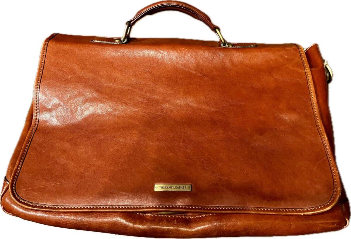 トスカニーレザー イタリア製レザーバッグ ブラウン 本革 鞄 レザー ブリーフケース ショルダー ビジネスバッグの画像8