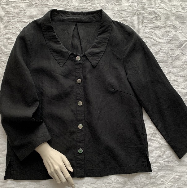Sarah valley サラバレー 麻リネン１００％ ブラウス 羽織　七分袖　 黒ブラック 日本製 Sarahwear サラウェア　_画像5