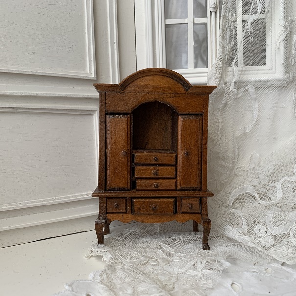 ミニチュア 家具 ドールハウス 人形 ドール 引き出し ワードローブ 木製 ブラウン茶 ヴィンテージの画像1