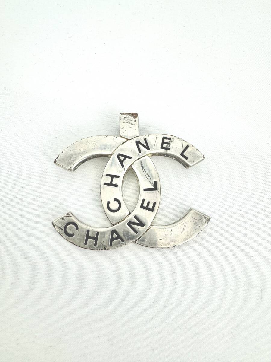 6D2821[ подлинный товар гарантия ] Chanel колье верх подвеска с цепью здесь Mark Logo серебряный 98P CHANEL