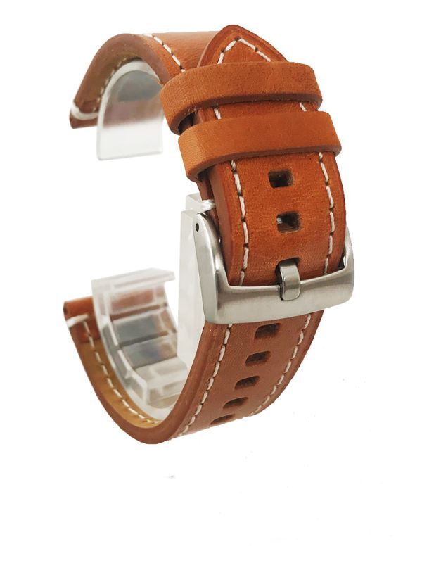 腕時計 ベルト カルム 本革 プレミアム レザー 交換簡単 22㎜ ブラウン 新品未使用 B級品 NO.1の画像1
