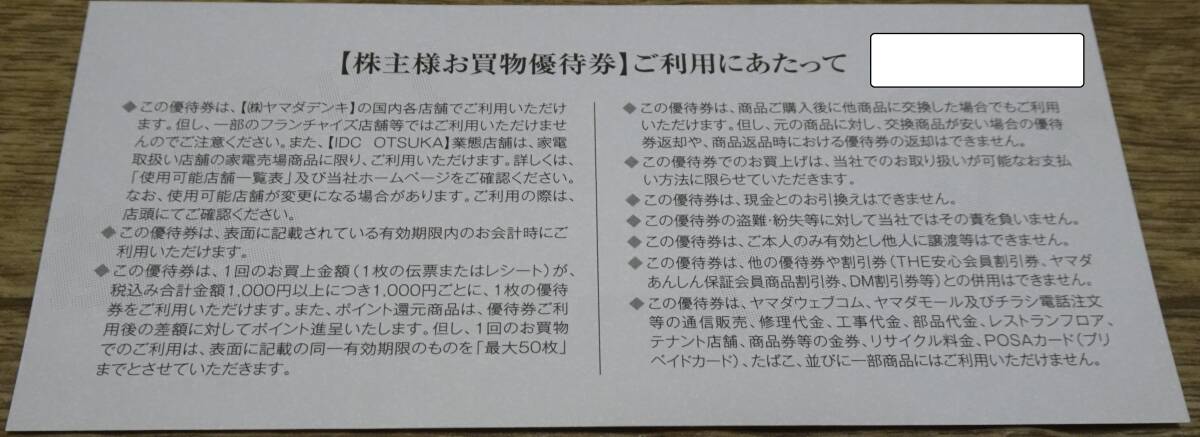 【送料無料】ヤマダHD 株主優待券 1000円分（500円券×2枚）セット ヤマダデンキ YAMADA 2024年6月30日まで 家電 量販店の画像2