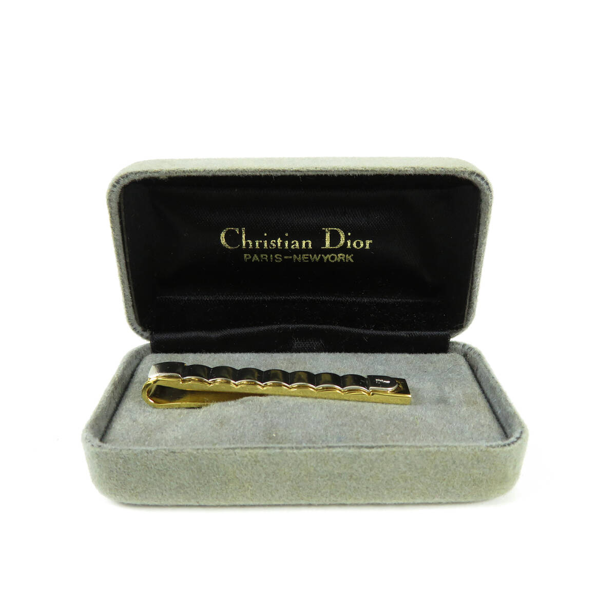 Christian Dior クリスチャンディオール ネクタイピン タイバー ロゴ ゴールドカラー シルバーカラー 差し込み型 ヴィンテージ メンズ_画像9