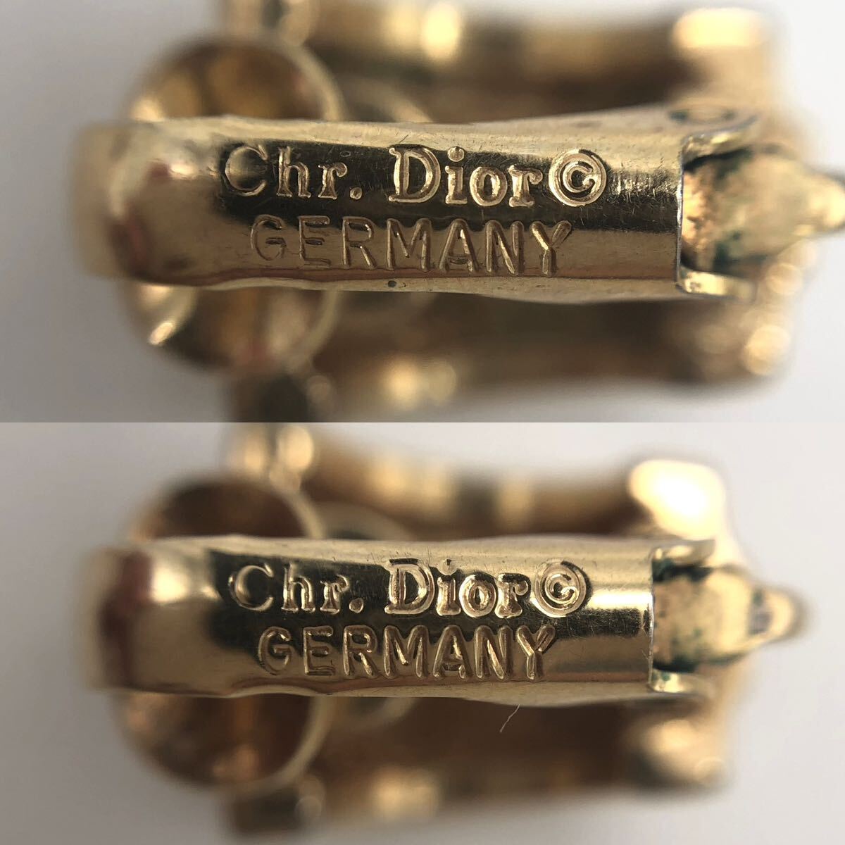 Christian Dior クリスチャン ディオール イヤリング ラインストーン ゴールド アクセサリー P1309の画像4