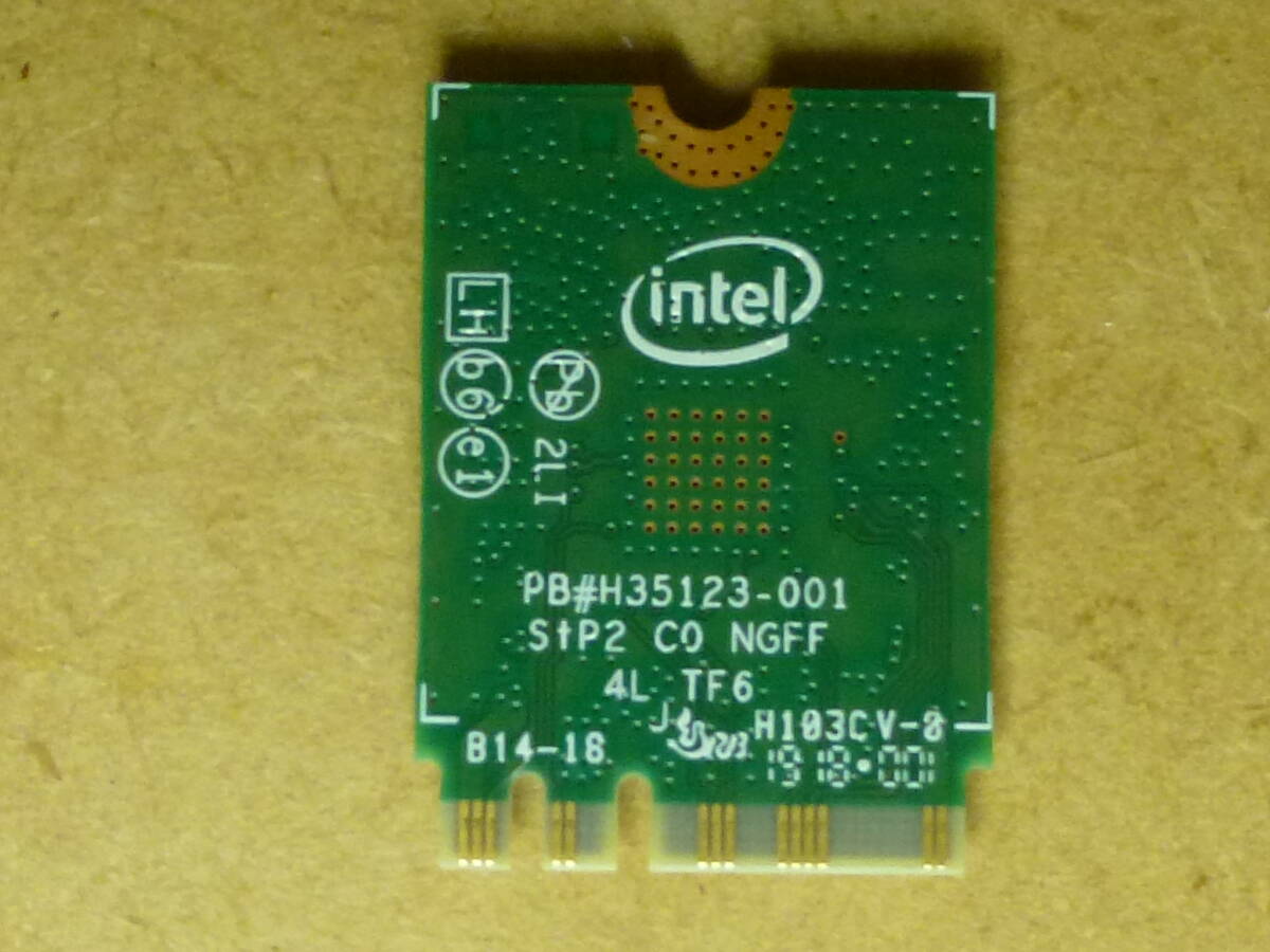 B2　Wi-Fiアダプタ　Intel　3165NGW　Dual Band Wireless-AC3165