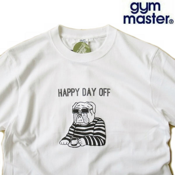 ジムマスター/GYM MASTER　リラックス犬/ブルドッグプリントTシャツ (5,6oz HAPPY DAY OFF)　G351712 01/ホワイト Mサイズ_画像1