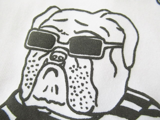 ジムマスター/GYM MASTER　リラックス犬/ブルドッグプリントTシャツ (5,6oz HAPPY DAY OFF)　G351712 01/ホワイト Lサイズ_画像4
