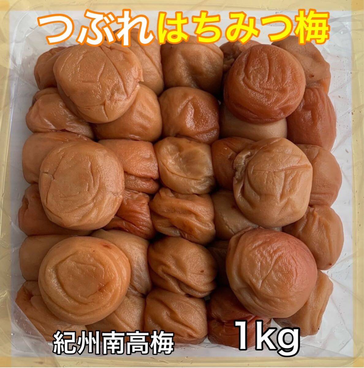 【送料無料】 訳あり 大粒 つぶれ はちみつ梅 1kg 塩分約8% 和歌山県 紀州南高梅 紀州産 はちみつ漬け 蜂蜜梅の画像1