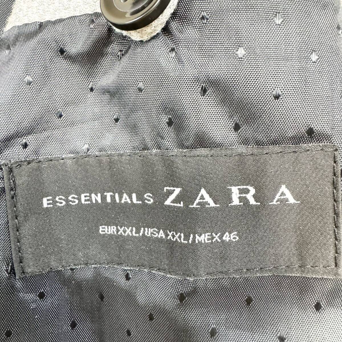 幻級XXL位 美品 ●ZARA メンズ テーラードジャケット ライトグレー ザラ 古着 大きいサイズ 2B 伸縮性 ストレッチ カジュアル ビジネス_画像8