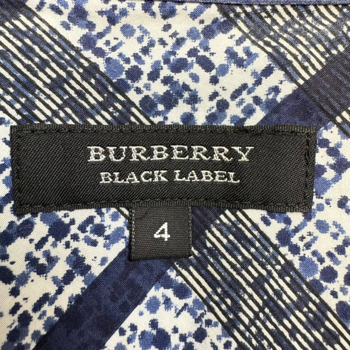  превосходный товар супер редкий XL Burberry Black Label noba проверка общий рисунок mega проверка длинный рукав сорочка BURBERRY BLACK LABEL размер 4 весна лето 