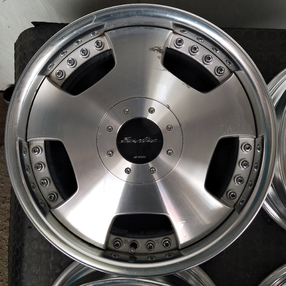 管理番号：A3-203【4本価格】【18x7.5J 4x114.3 5x114.3 ET+46 ハブ73 】WORK Euroline・マルチ・2ピース・適格請求書発行可能の画像7