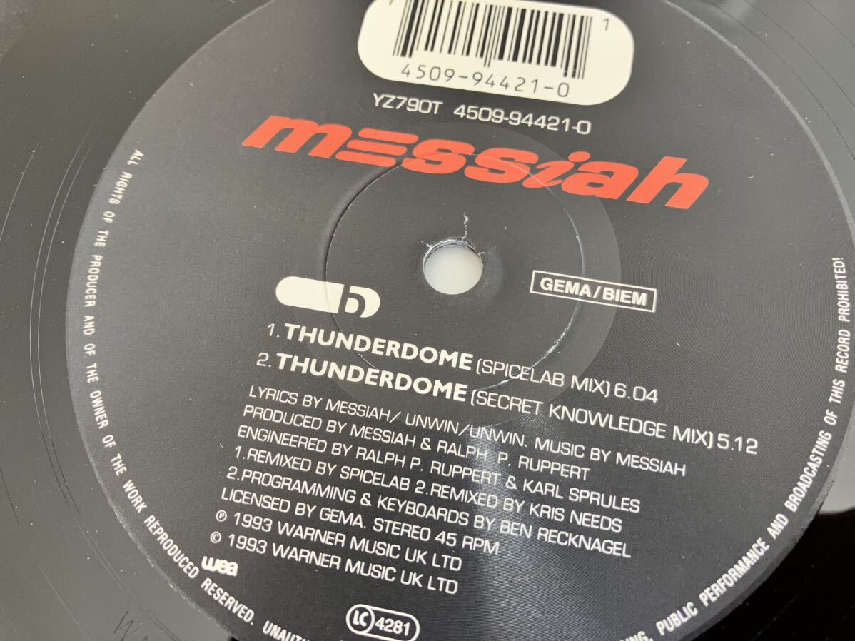 【45rpmミスプリ盤】messiah / THUNDERDOME(Ori,USA,Spicelab Mix,Secret Knowledge Mix)WEA EU YZ790T メサイア,INDUSTRIAL,PROG TRANCE_画像6