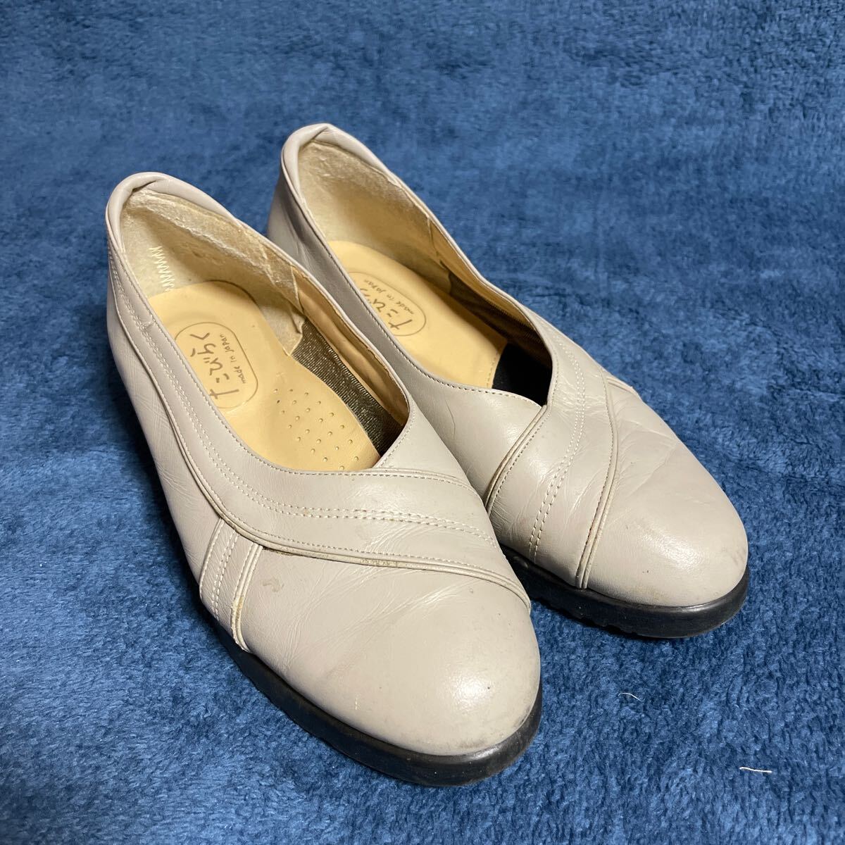 【たびらく ベージュパンプス 22.5cmEEEE】日本製 MADE IN JAPAN 靴 シューズ　4E_画像1