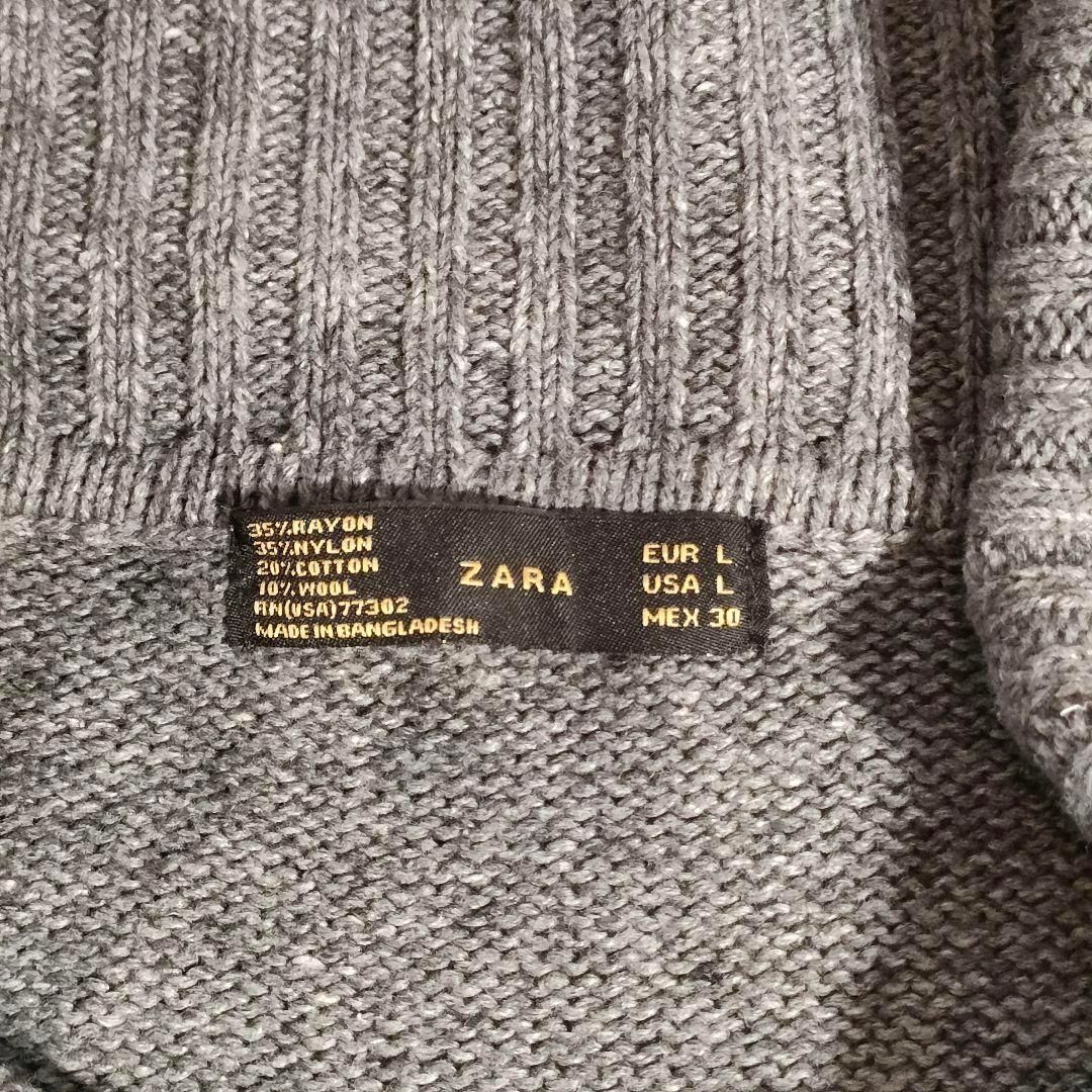 【デコルテライン見せ】　ZARA　ザラ　ニット ワンピース 長袖 肩見せ　グレー　L_画像9