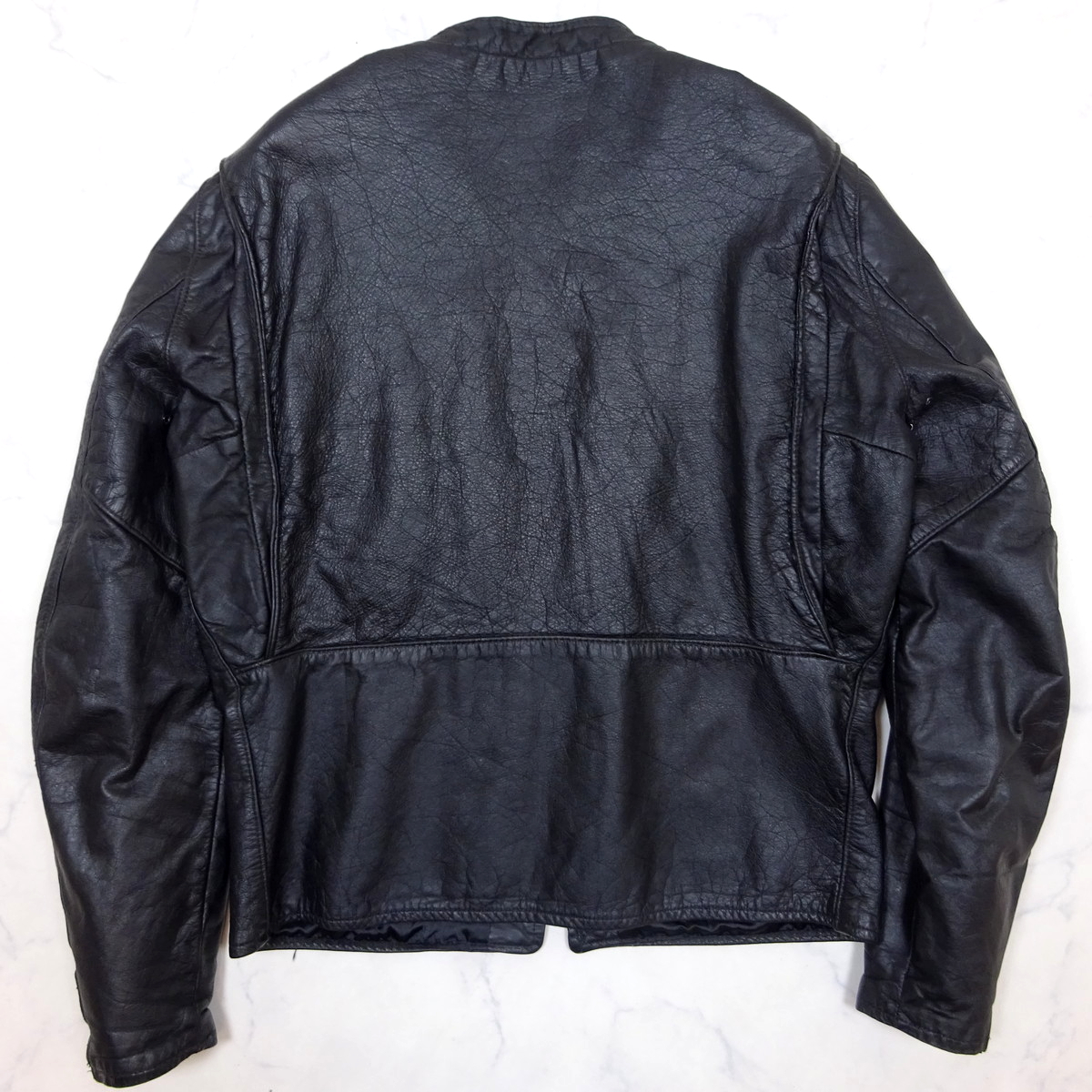 VINTAGE LEATHER RIDERS JACKET ビンテージ スタンドカラーシングルレザーライダースジャケット TALON SWIFT メンズL相当の画像3