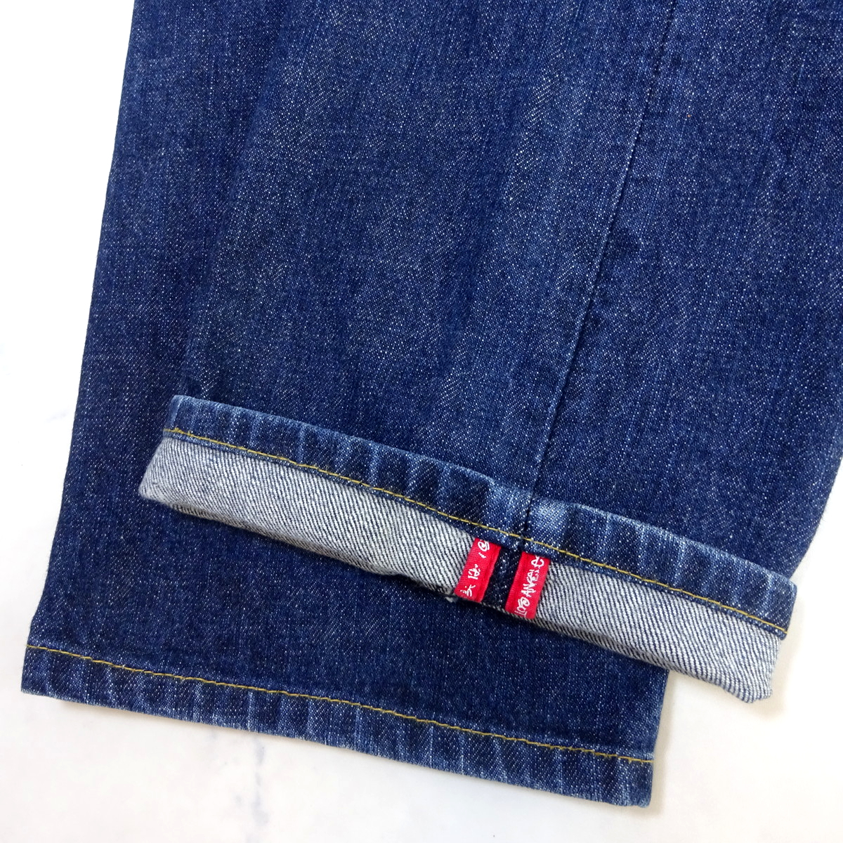 STUSSY RED LINE DENIM ステューシー レッドラインデニム 濃紺 インディゴ ジーンズ バックポケット ロゴペイント W32の画像9