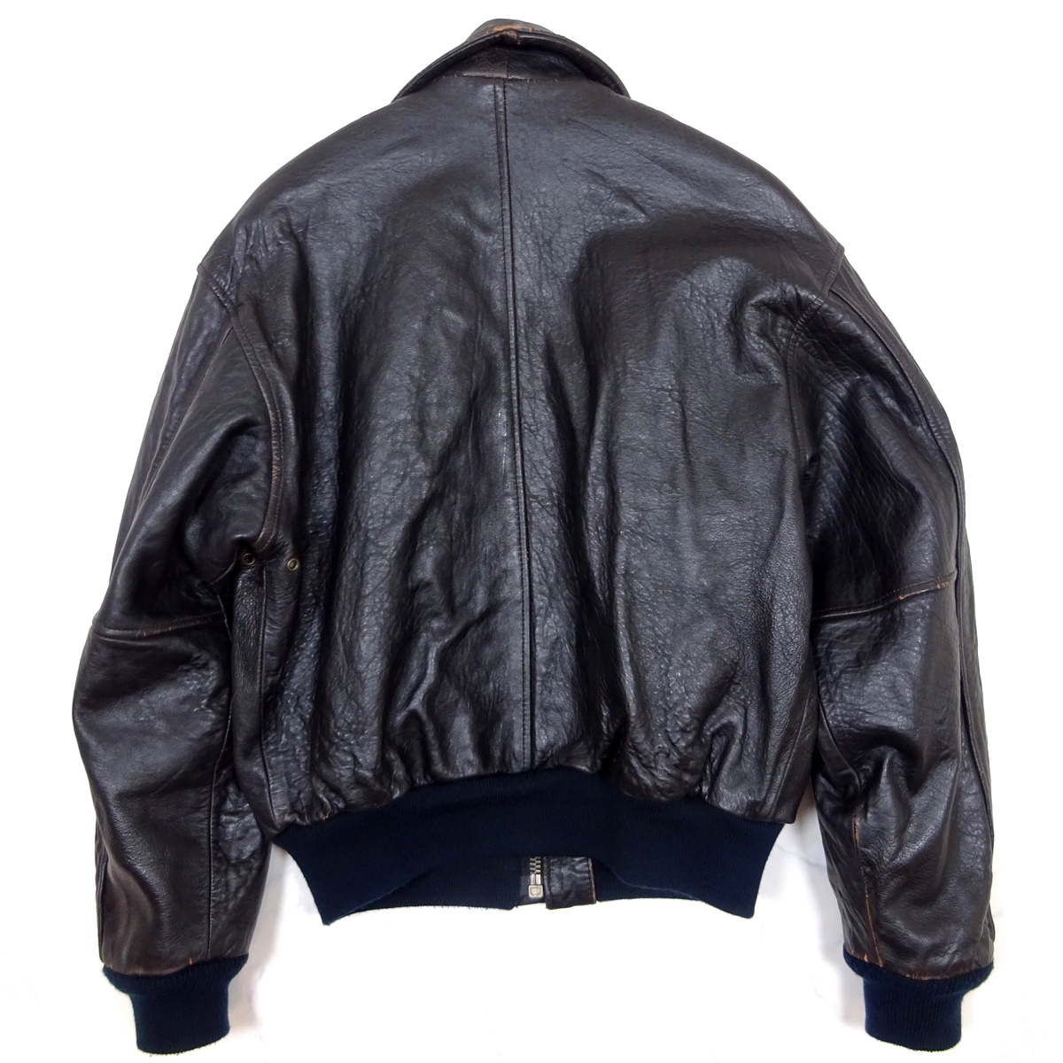 AVIREX A-２ LEATHER FLIGHT JACKET アヴィレックス A-2 レザーフライトジャケット 黒に近い茶 XSサイズの画像3