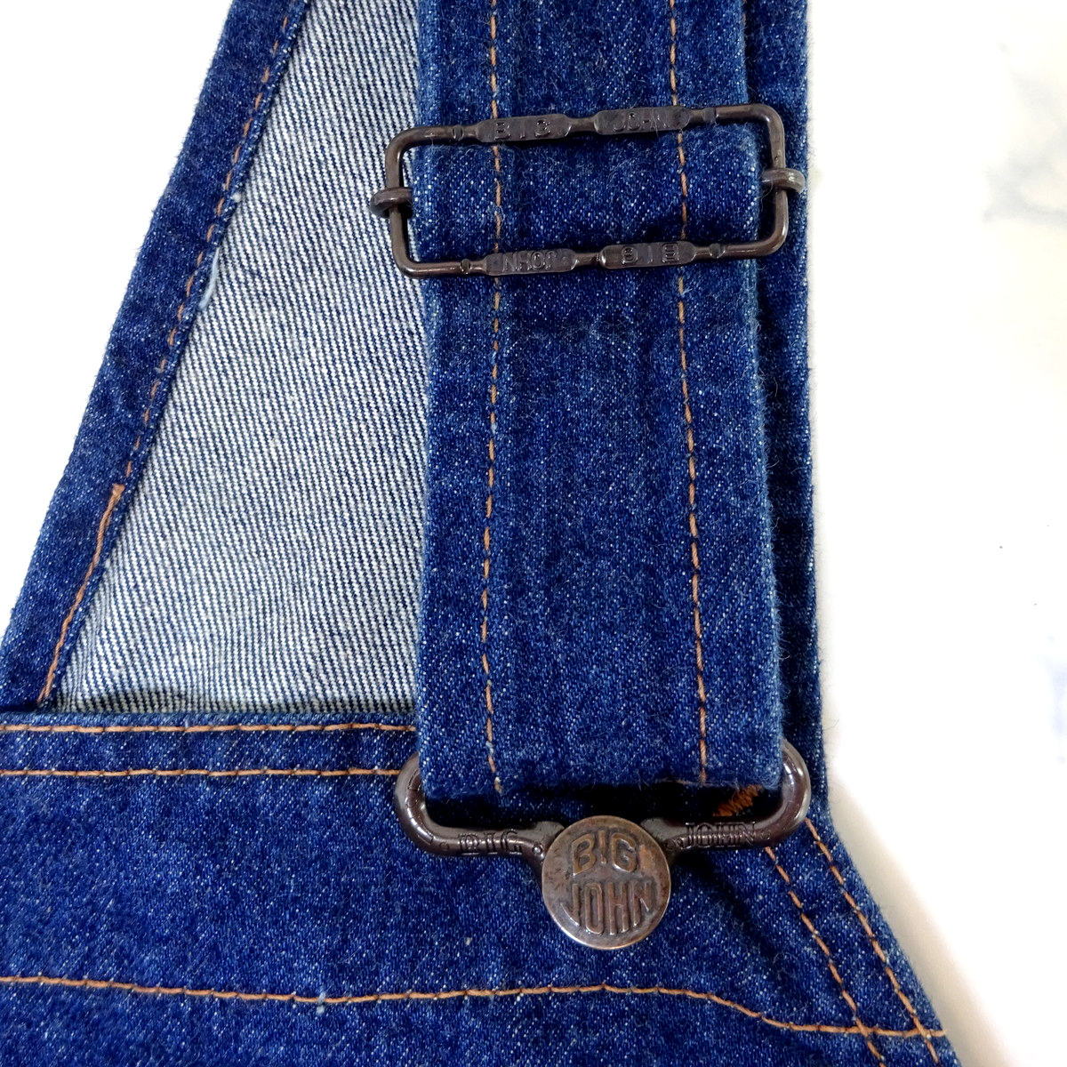 希少 極美品 ビンテージ ビッグジョン デニム オーバーオール ビッグサイズ W52(ウエスト124cm) VINTAGE BIG JOHN DENIM OVERALLS 岡山児島_画像3