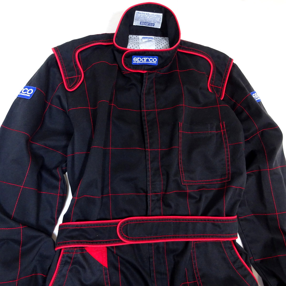 美品 SPARCO MECHANIC SUIT スパルコ メカニックスーツ 作業つなぎ 黒x赤 Mサイズ レース非対応_画像2