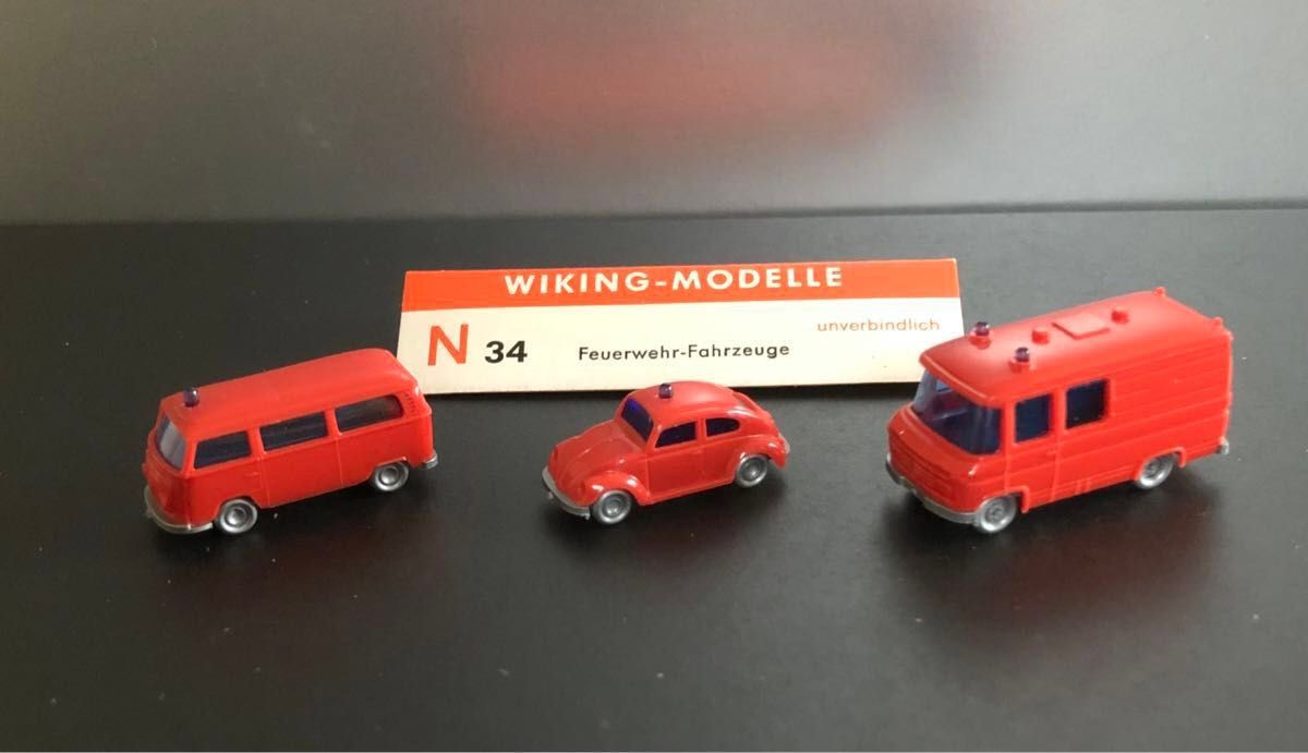 WIKING-MODELLE   N34  ドイツ製　1:160   Nゲージミニカー　3台ケース入り　ヴィンテージ