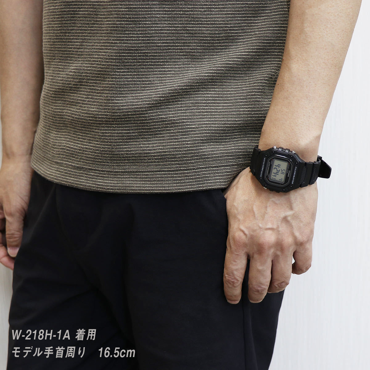 CASIO カシオ スクエア デジタル W218 ブラック 黒 メンズ レディース キッズ 薄型 軽量 防水 ユニセックス 四角形 腕時計 DW-5600_画像4