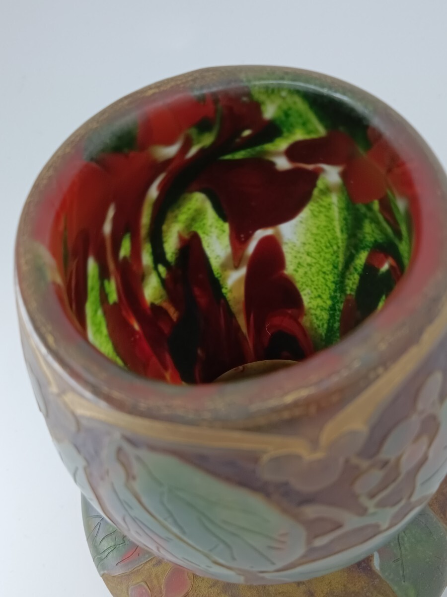 アンティーク 西洋花瓶 エナメル 被ガラス 作家刻印ありの画像4